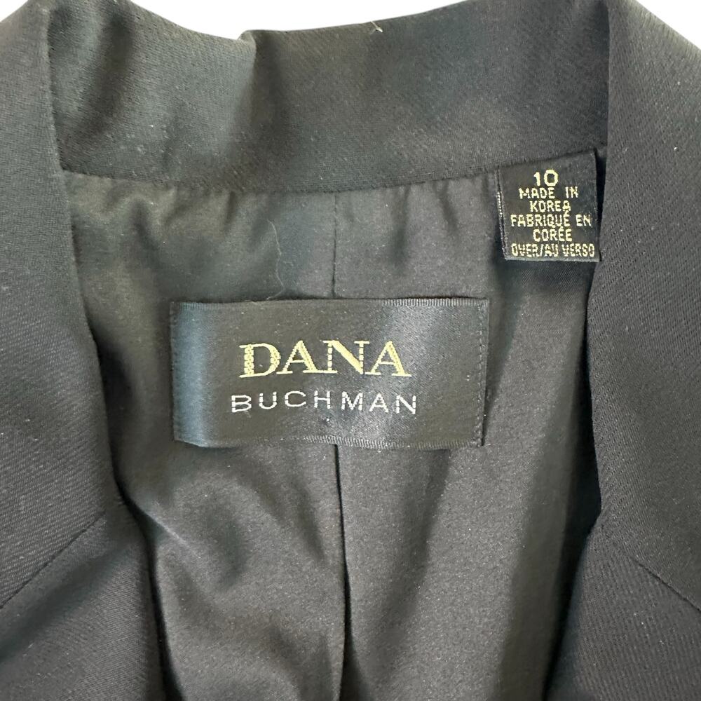 Vintage Womens Blazer Size 10 Long Black Wool Hidden Button Office Professional - Picture 6 of 10